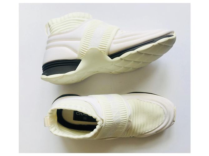 Chanel Speed Stretch Sock Trainer Creme Weiß - Ansicht 2