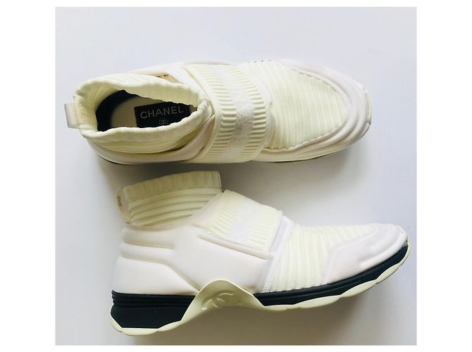 Chanel Speed Stretch Sock Trainer Creme Weiß - Ansicht 6
