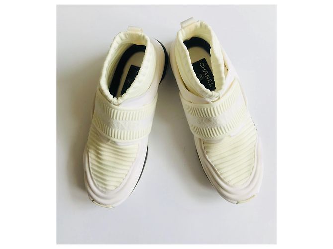 Chanel Speed Stretch Sock Trainer Creme Weiß - Ansicht 8
