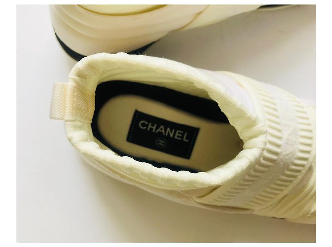 Chanel Speed Stretch Sock Trainer Creme Weiß - Ansicht 9
