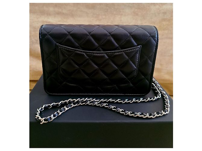 Wallet On Chain Chanel Brieftasche an der Kette Schwarz - Ansicht 2