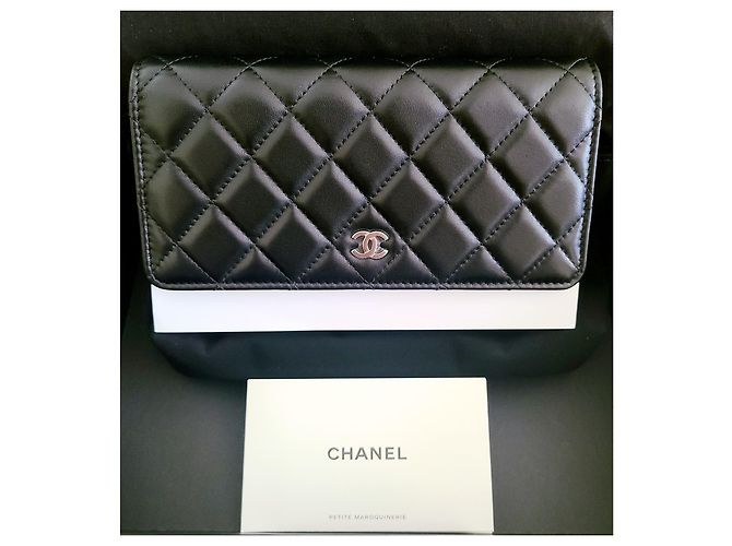 Wallet On Chain Chanel Brieftasche an der Kette Schwarz - Ansicht 6