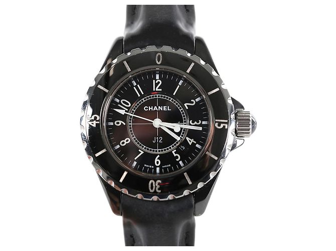 Chanel Black & Silver Leather J12 watch - view 2