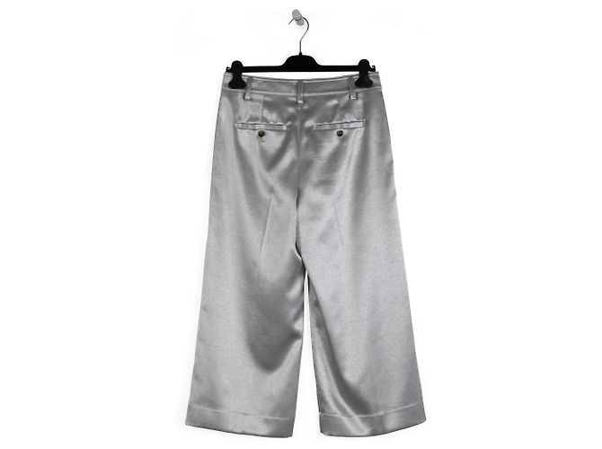 Vince Pantaloni a gambe larghe in raso argento metallizzato/poliestere - vista 2
