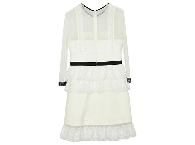 Autre Marque Abito Duchesse Tre Piani in Poliestere Bianco - vista 3