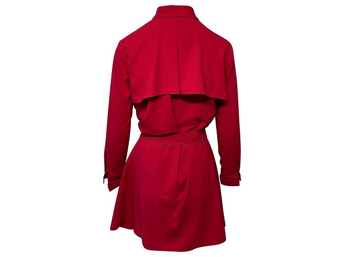 Maje Langärmliges kurzes Kleid mit Gürtel aus rotem Polyester - Ansicht 2