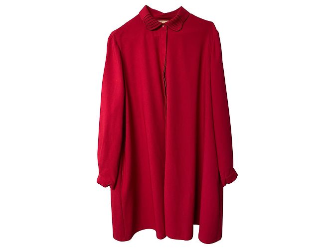 Maje Langärmliges kurzes Kleid mit Gürtel aus rotem Polyester - Ansicht 4