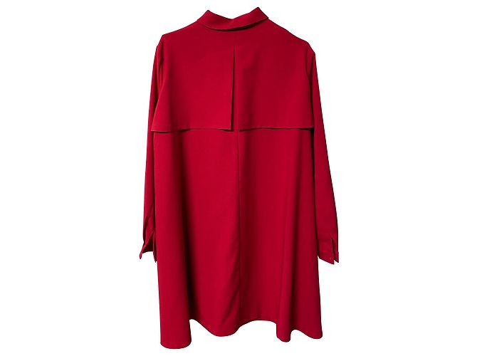 Maje Langärmliges kurzes Kleid mit Gürtel aus rotem Polyester - Ansicht 5