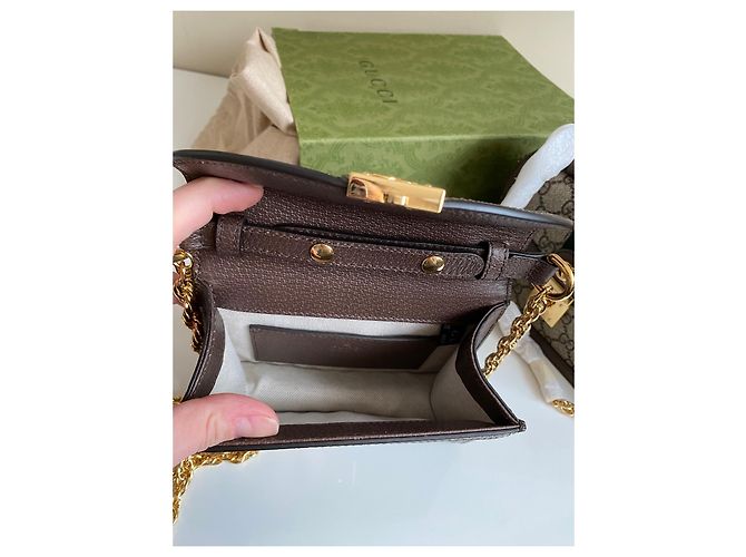 Mini borsa a tracolla Gucci Ophidia GG beige in tela - vista 3