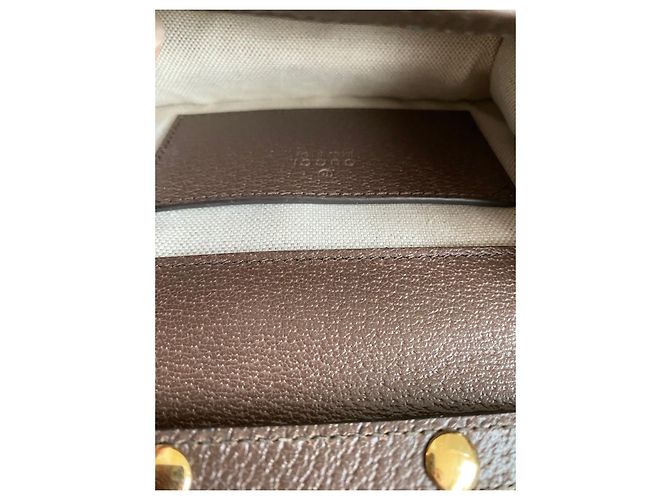 Mini borsa a tracolla Gucci Ophidia GG beige in tela - vista 4