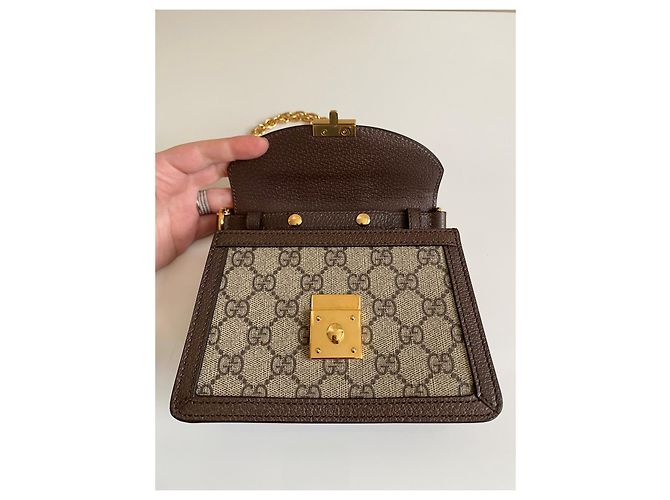 Mini borsa a tracolla Gucci Ophidia GG beige in tela - vista 5