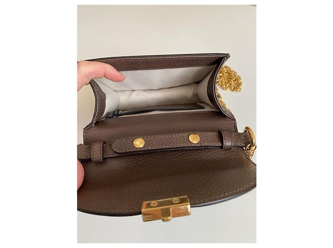 Mini borsa a tracolla Gucci Ophidia GG beige in tela - vista 7