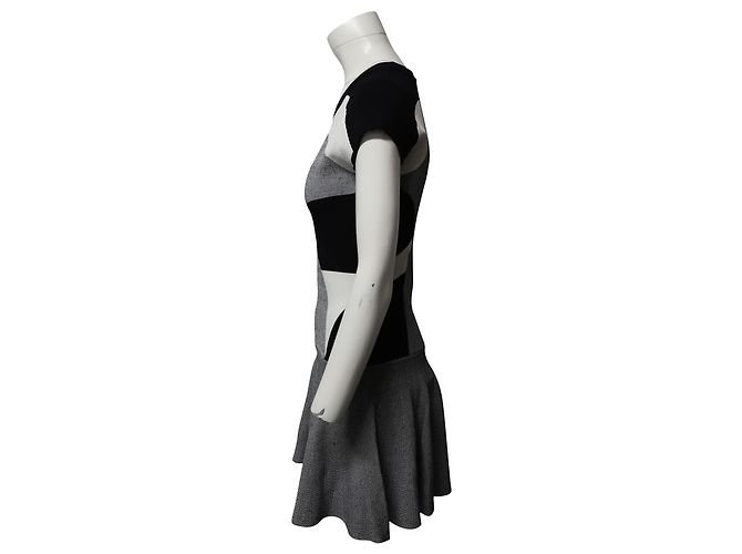Diane Von Furstenberg DvF Renee Strickkleid in Monochrom Schwarz Weiß Grau - Ansicht 2