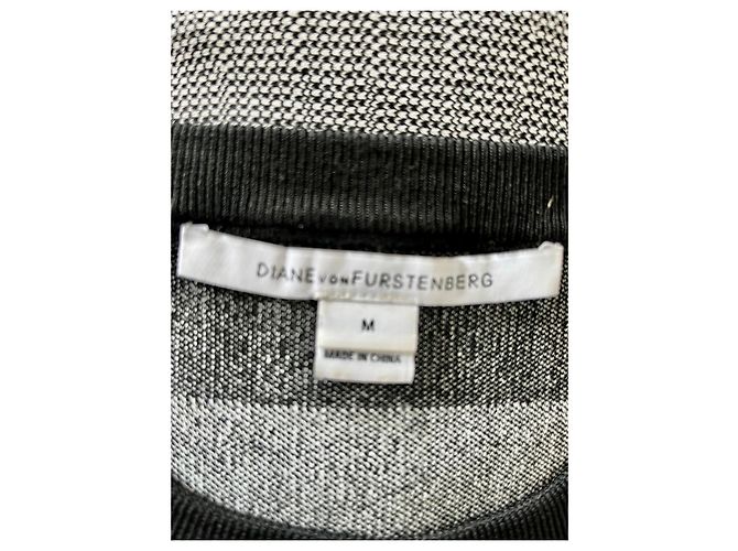 Diane Von Furstenberg DvF Renee Strickkleid in Monochrom Schwarz Weiß Grau - Ansicht 4