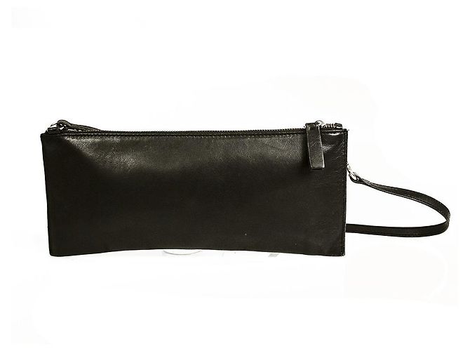 Uterque Kleine Handtasche aus schwarzem Leder mit Reißverschluss oben - Ansicht 4