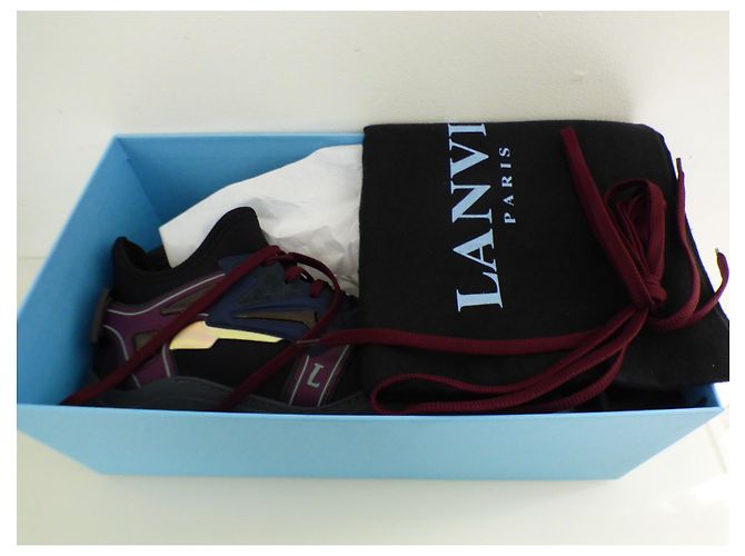 Lanvin Neopren Diving Mid-High Sneakers Schwarz Navy Blau Bordeaux Lila Marineblau - Ansicht 3