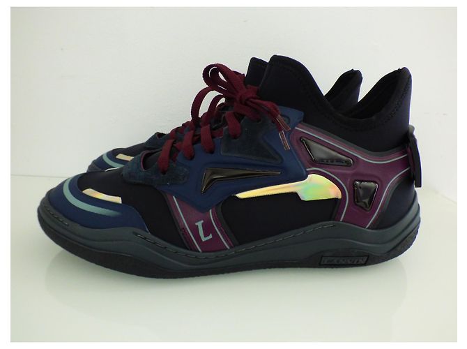 Lanvin Neopren Diving Mid-High Sneakers Schwarz Navy Blau Bordeaux Lila Marineblau - Ansicht 4