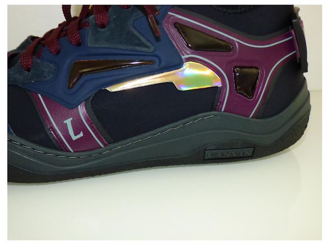 Lanvin Neopren Diving Mid-High Sneakers Schwarz Navy Blau Bordeaux Lila Marineblau - Ansicht 5