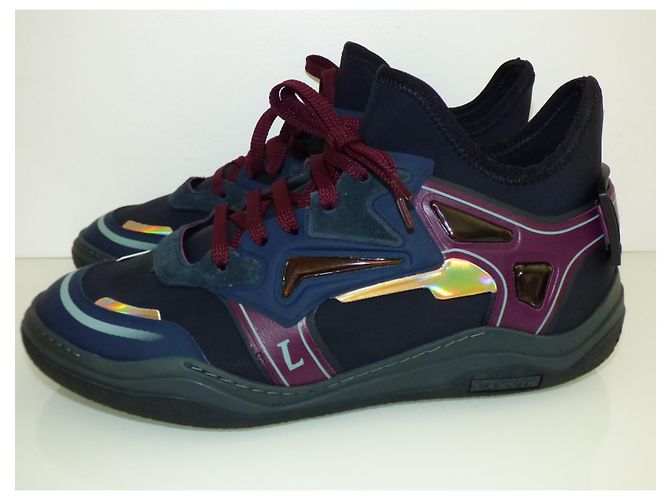 Lanvin Neopren Diving Mid-High Sneakers Schwarz Navy Blau Bordeaux Lila Marineblau - Ansicht 6