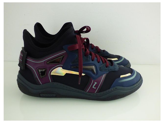 Lanvin Neopren Diving Mid-High Sneakers Schwarz Navy Blau Bordeaux Lila Marineblau - Ansicht 8