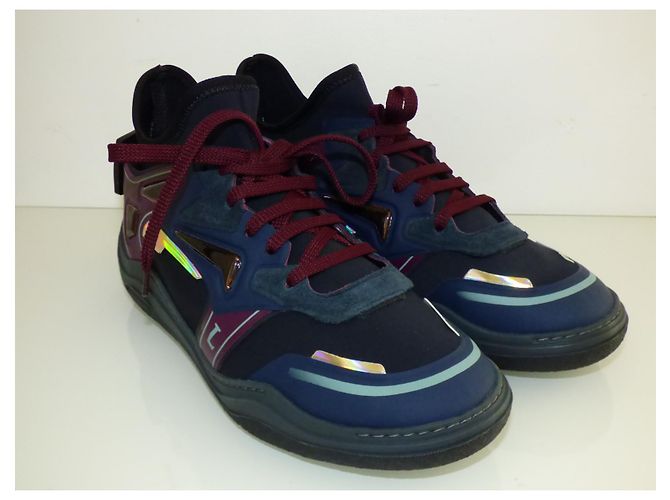 Lanvin Neopren Diving Mid-High Sneakers Schwarz Navy Blau Bordeaux Lila Marineblau - Ansicht 9