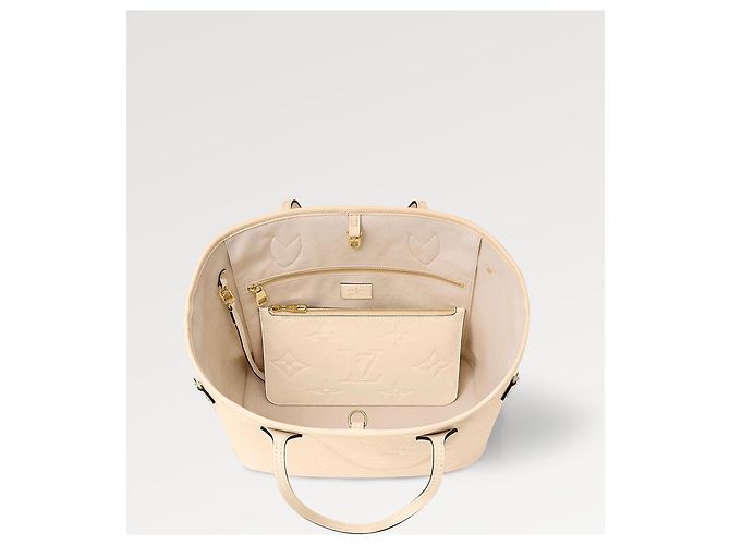 Louis Vuitton LV Neverfull in pelle beige - vista 3