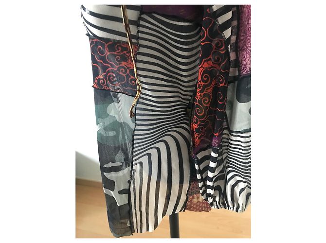 Camicetta Tunica Jean Paul Gaultier Cyber Dot Patchwork Mesh Multicolore - vista 2