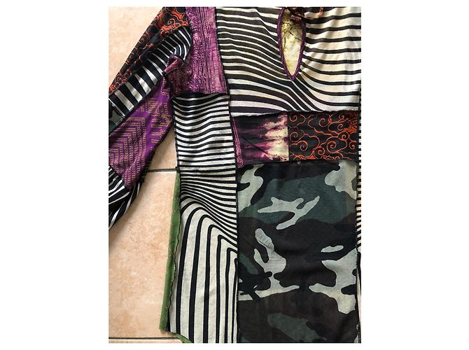 Camicetta Tunica Jean Paul Gaultier Cyber Dot Patchwork Mesh Multicolore - vista 4