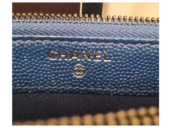 Wallet On Chain Zip foderata Chanel Boy WOC Blu - vista 13