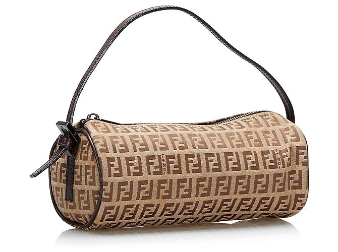 Baguette Zucchino Marrone Fendi - vista 2