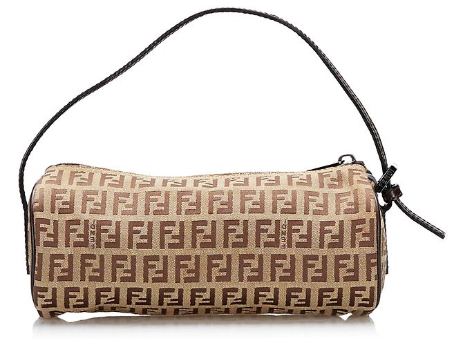 Baguette Zucchino Marrone Fendi - vista 3