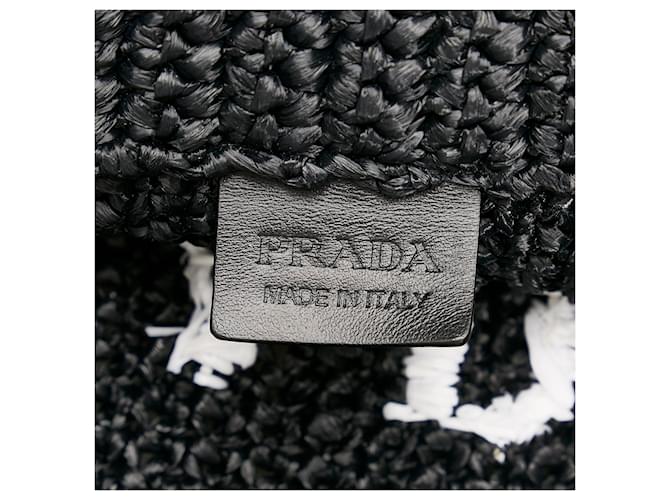 Tote Borsa Prada in rafia nera con logo Nero - vista 6