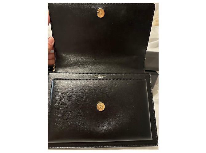 Borsa Saint Laurent Sunset media nera in pelle Nero - vista 2
