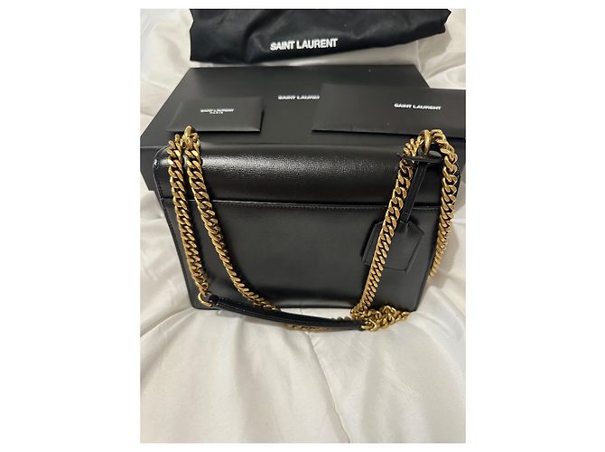 Borsa Saint Laurent Sunset media nera in pelle Nero - vista 3