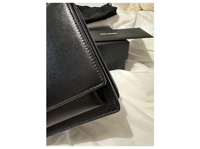 Borsa Saint Laurent Sunset media nera in pelle Nero - vista 5