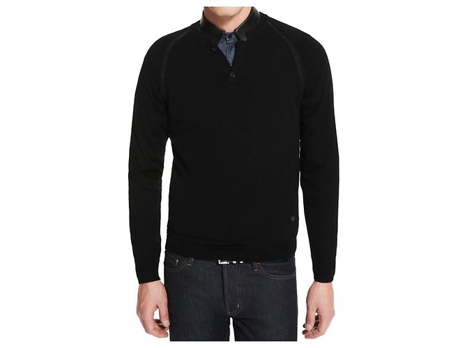 The Kooples Herren-Henley-Strickwaren Schwarz - Ansicht 2