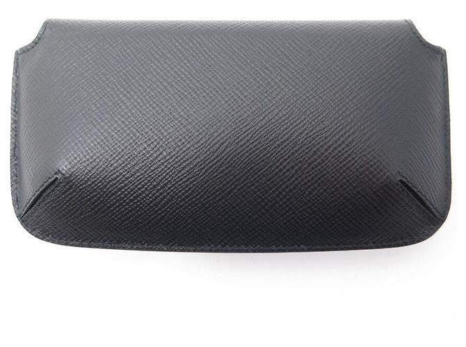 NEUF ETUI POUR LUNETTES SMYTHSON EN CUIR GRAINE NOIR BLACK LEATHER GLASSES CASE - vue 2