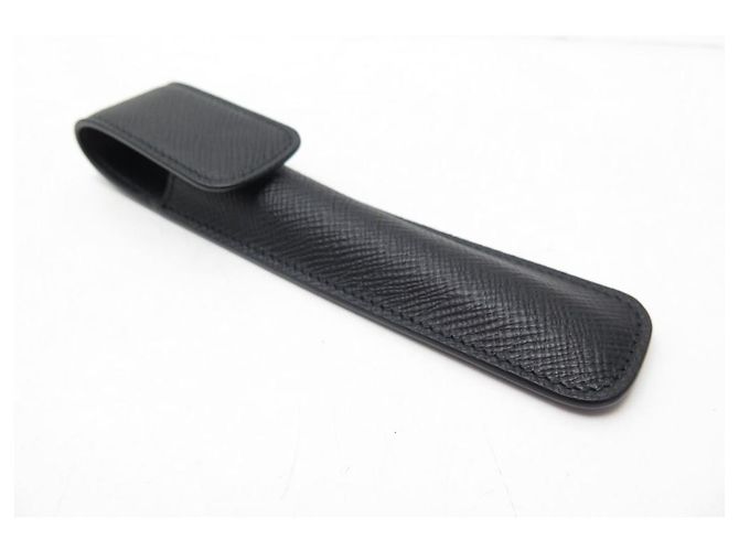 NEW SMYTHSON PEN CASE + PENCIL CASE GRAINED LEATHER PEN PENCIL CASE Black - view 12