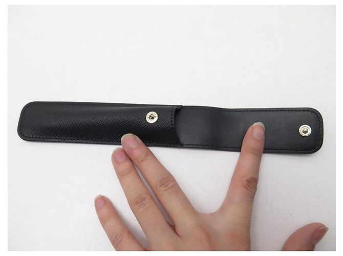 NEW SMYTHSON PEN CASE + PENCIL CASE GRAINED LEATHER PEN PENCIL CASE Black - view 9