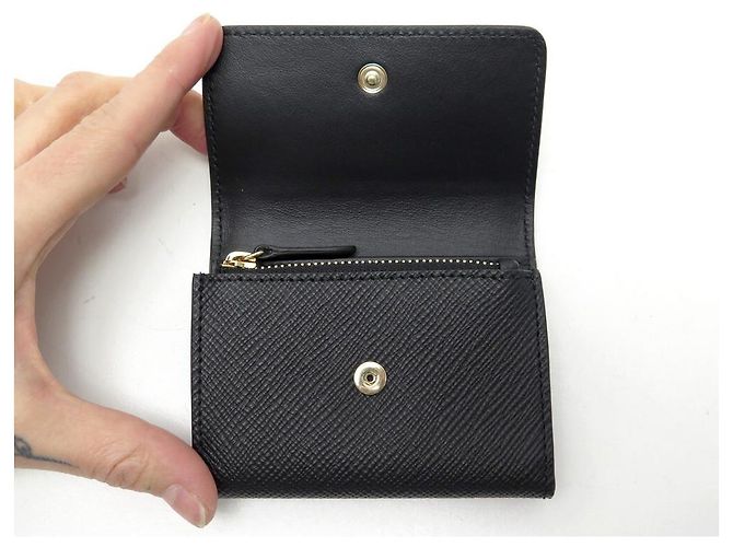 NEW SMYTHSON COMPACT WALLET 1029609 BLACK PANAMA LEATHER NEW WALLET - view 3