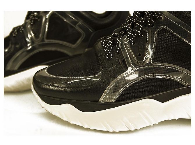 Fendi Sheer Panels Chunky Noir Baskets Mesh, cuir de vachette, Taille des Baskets PVC et Caoutchouc 38 - vue 9