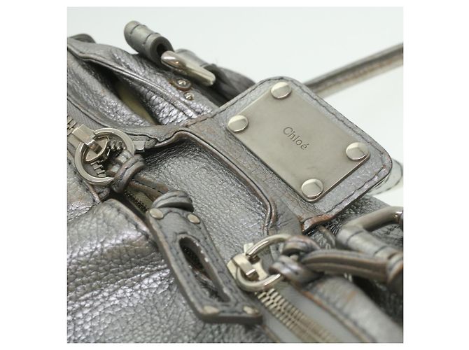 Chloé Chloe Paddington Borsa A Mano In Pelle Argento 01-06-53 auth 37625 - vista 10