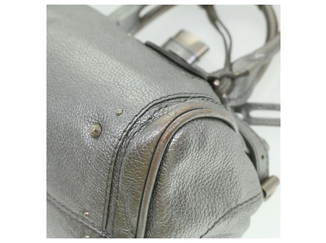 Chloé Chloe Paddington Borsa A Mano In Pelle Argento 01-06-53 auth 37625 - vista 14