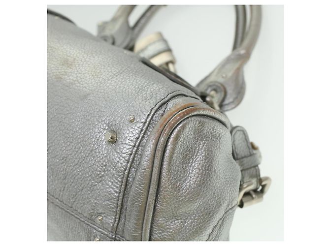 Chloé Chloe Paddington Borsa A Mano In Pelle Argento 01-06-53 auth 37625 - vista 15