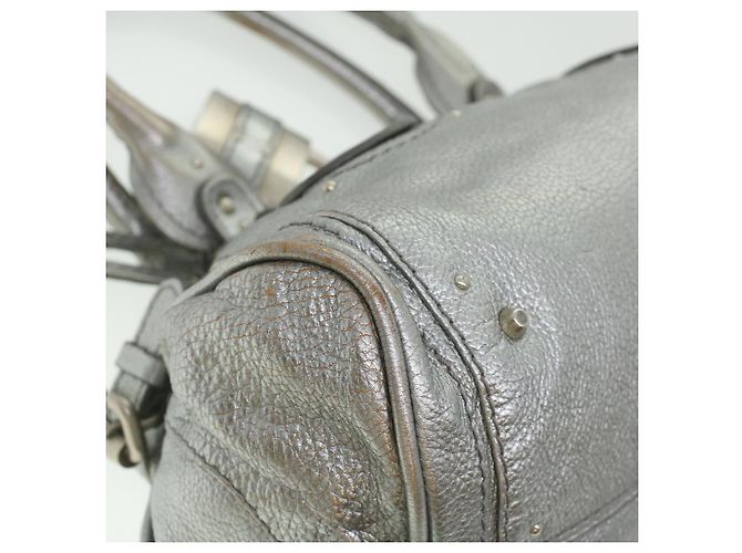 Chloé Chloe Paddington Borsa A Mano In Pelle Argento 01-06-53 auth 37625 - vista 16
