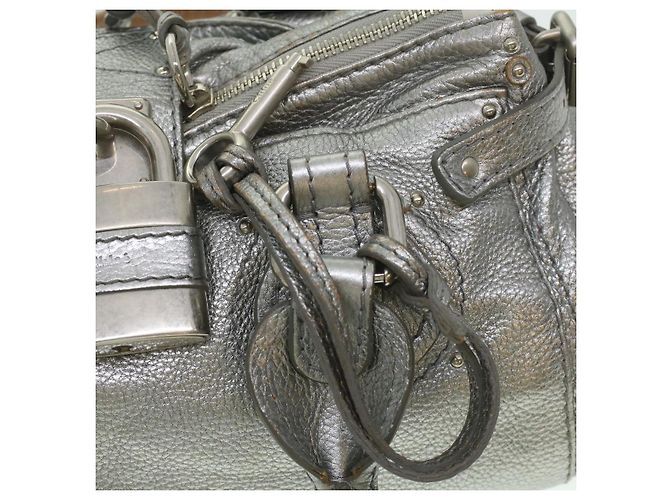 Chloé Chloe Paddington Borsa A Mano In Pelle Argento 01-06-53 auth 37625 - vista 17