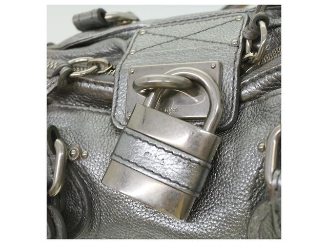 Chloé Chloe Paddington Borsa A Mano In Pelle Argento 01-06-53 auth 37625 - vista 18
