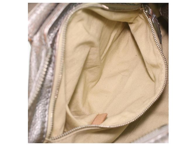 Chloé Chloe Paddington Borsa A Mano In Pelle Argento 01-06-53 auth 37625 - vista 23