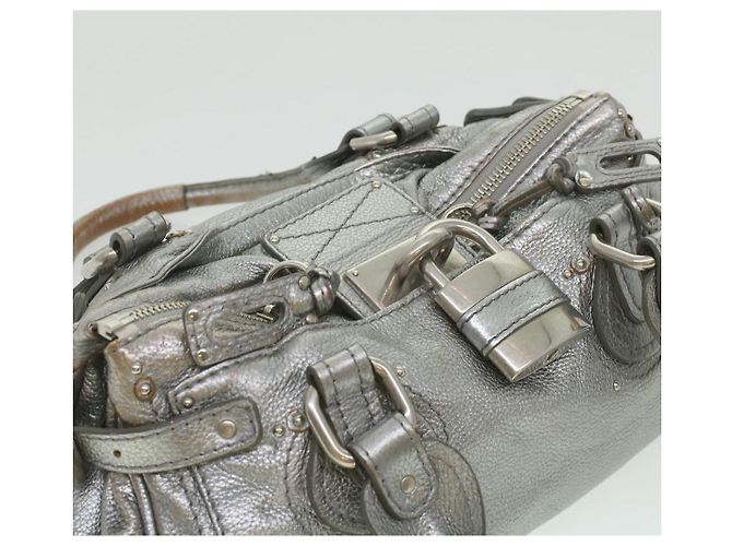 Chloé Chloe Paddington Borsa A Mano In Pelle Argento 01-06-53 auth 37625 - vista 6