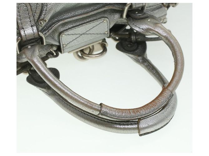 Chloé Chloe Paddington Borsa A Mano In Pelle Argento 01-06-53 auth 37625 - vista 7